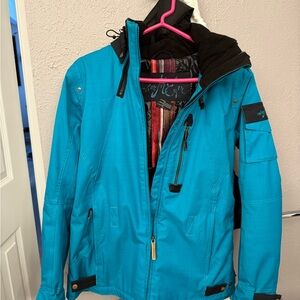 Obermeyer Turquoise and Black Embroidered Detail